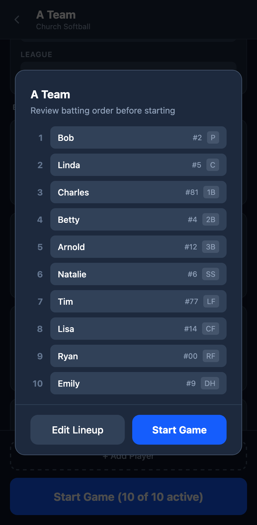 Screenshot 2 of Lineup Tracker