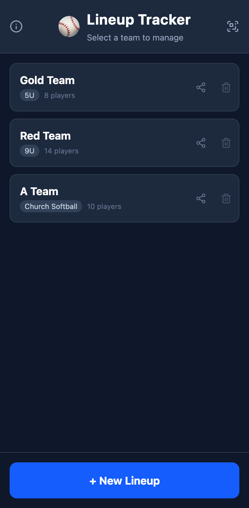 Lineup Tracker